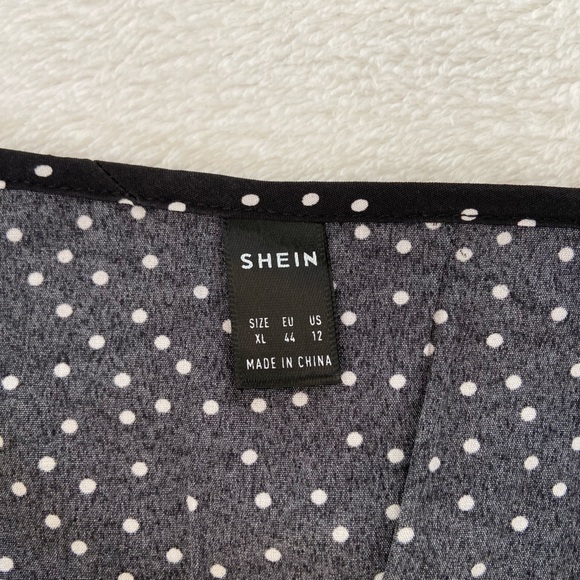 polka dot split thigh ruffle trim dress